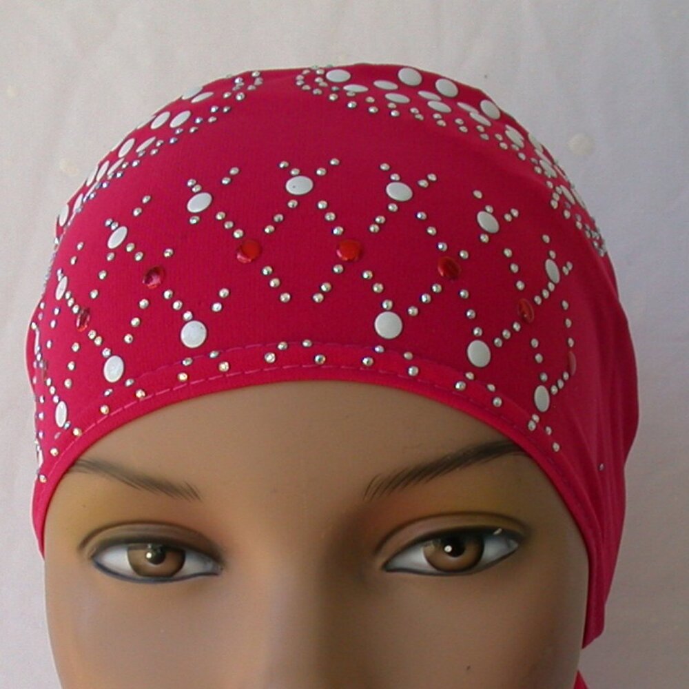 Pink Pre-Tied Stud Fashion Cap Slip On Bonnet Hijab Undercap #4